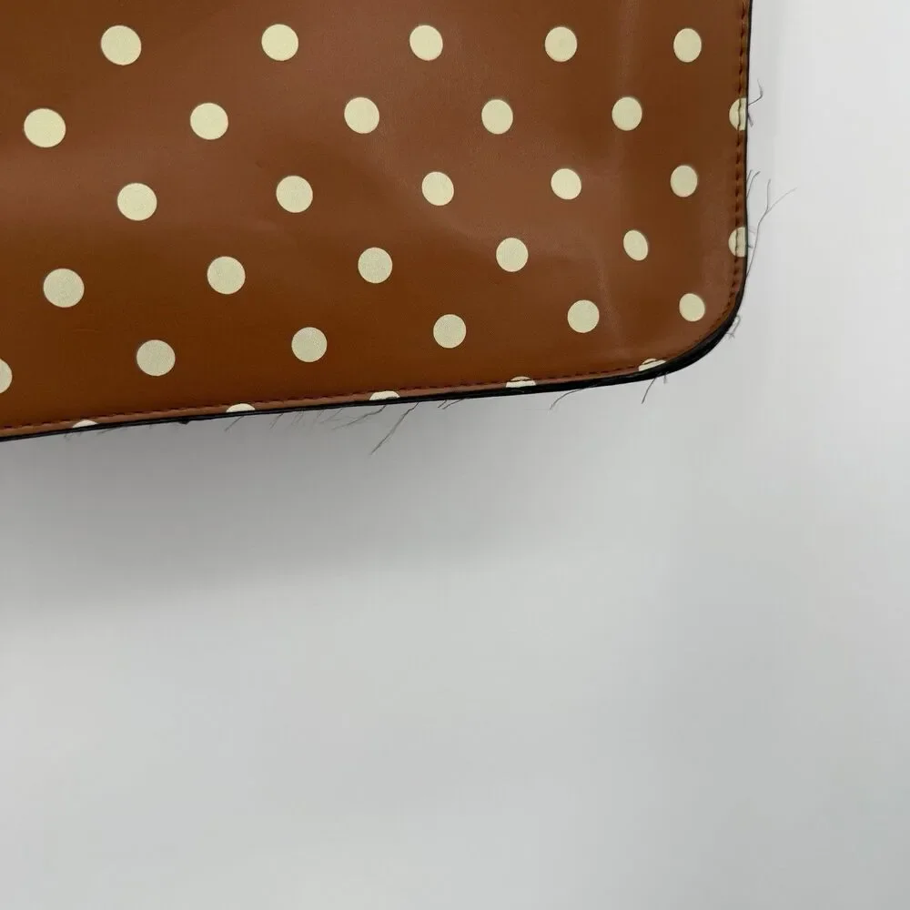LYDC London Tan & White Polka Dot Satchel Bag Crossbody Vintage